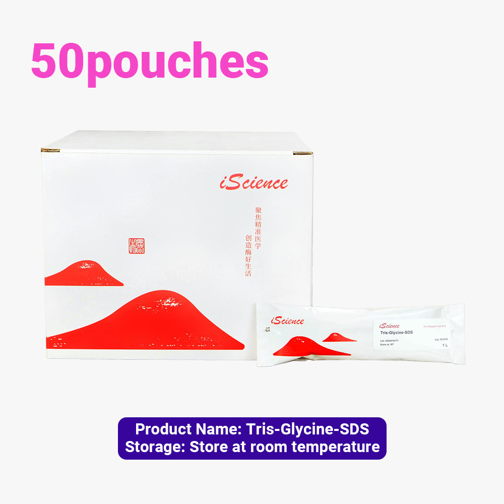 50 Packs of Tris-Glycine-SDS Buffer Solution Instant Granules, 1 L/pouch Concentration, Room Temperature Storage, Suitable for Ambient Shipping