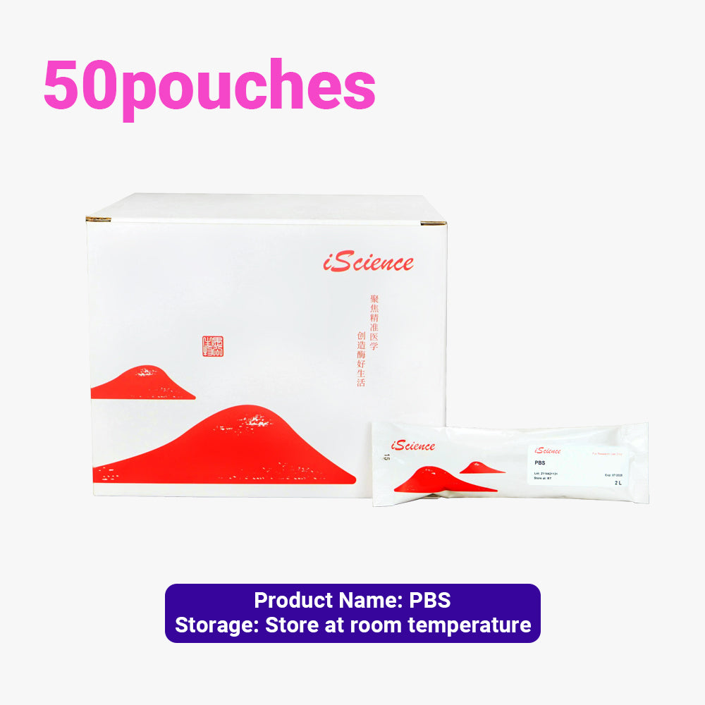 50 Packs of PBS Buffer Solution Instant Granules, 2 L/pouch Concentration, Room Temperature Storage, Suitable for Ambient Shipping