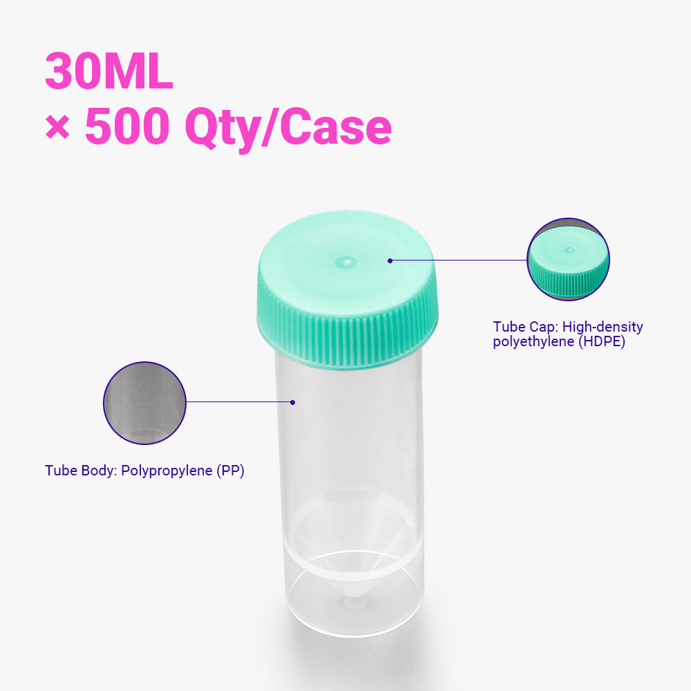 30 mL Sterile Centrifuge Tubes, Flat Cap, Self-Standing Bottom