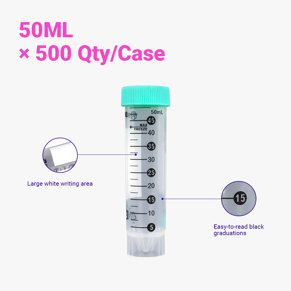 50 mL Sterile Centrifuge Tubes, Flat Cap, Self-Standing Bottom