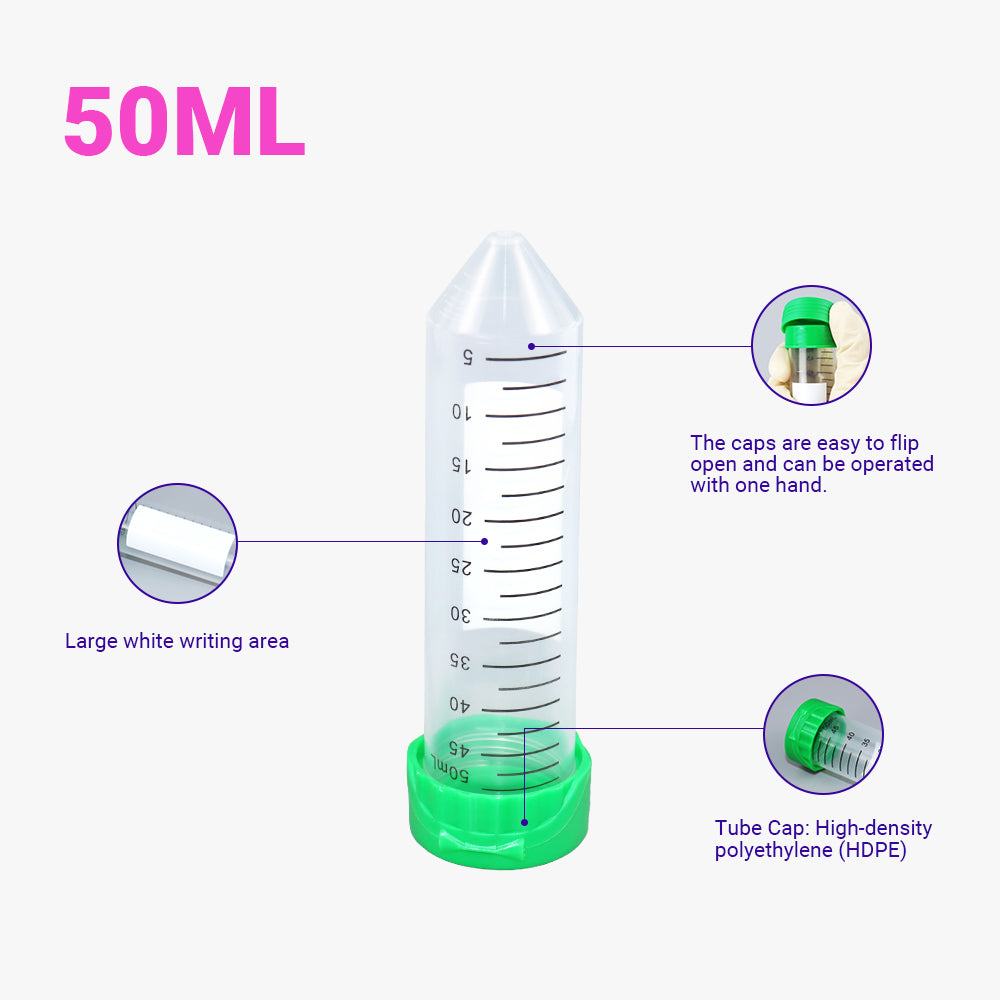 50 mL Sterile EasyFlip™ Centrifuge Tubes, Flip Cap, Conical Bottom