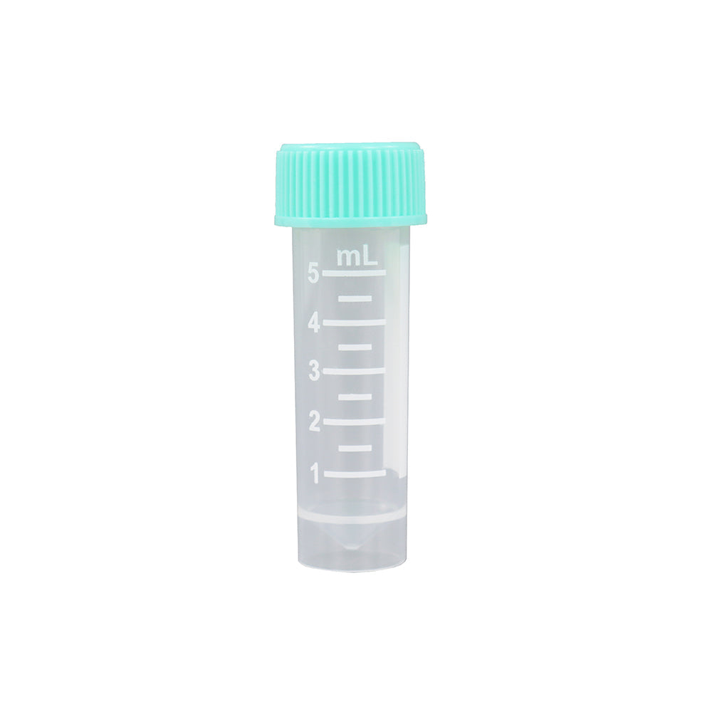 Freezing Vials, 5.0 mL, Self-standing, with Light green cap, with Washer, Sterilized, Dnase/Rnase-free, Non-pyrogenic, 500piece(s)/case