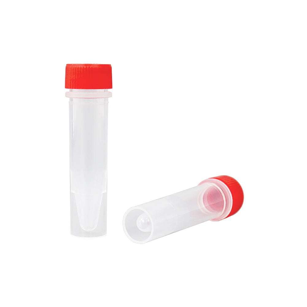 Freezing Vials, 1.5 mL, Self-standing, Red, Flat cap, bag packing way, non-Sterile, DNAse&RNAse free, Non-Pyrogenic, 5000piece(s)/case