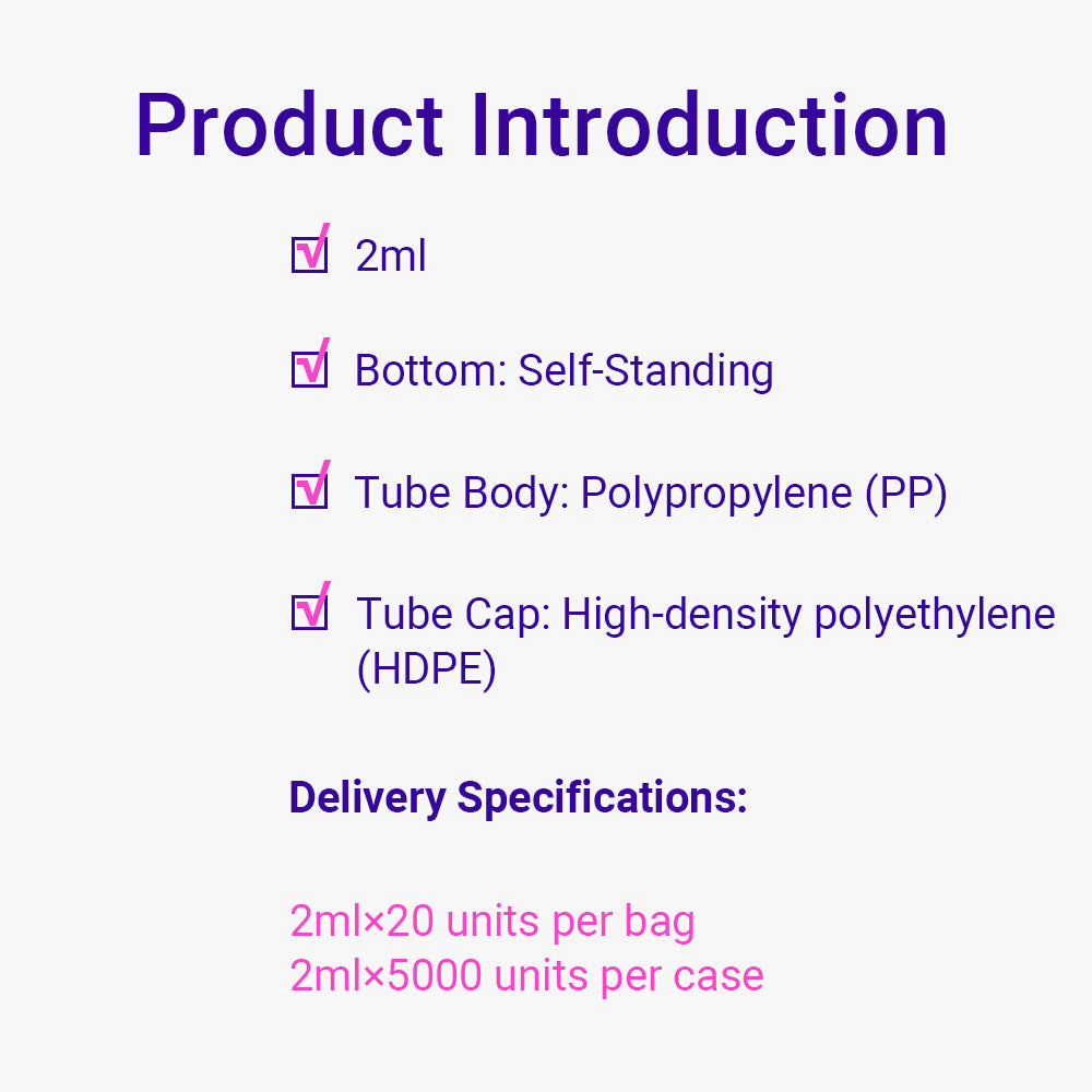 2,0 ml sterile Gefrierfläschchen, PP-Material, selbststehender Boden