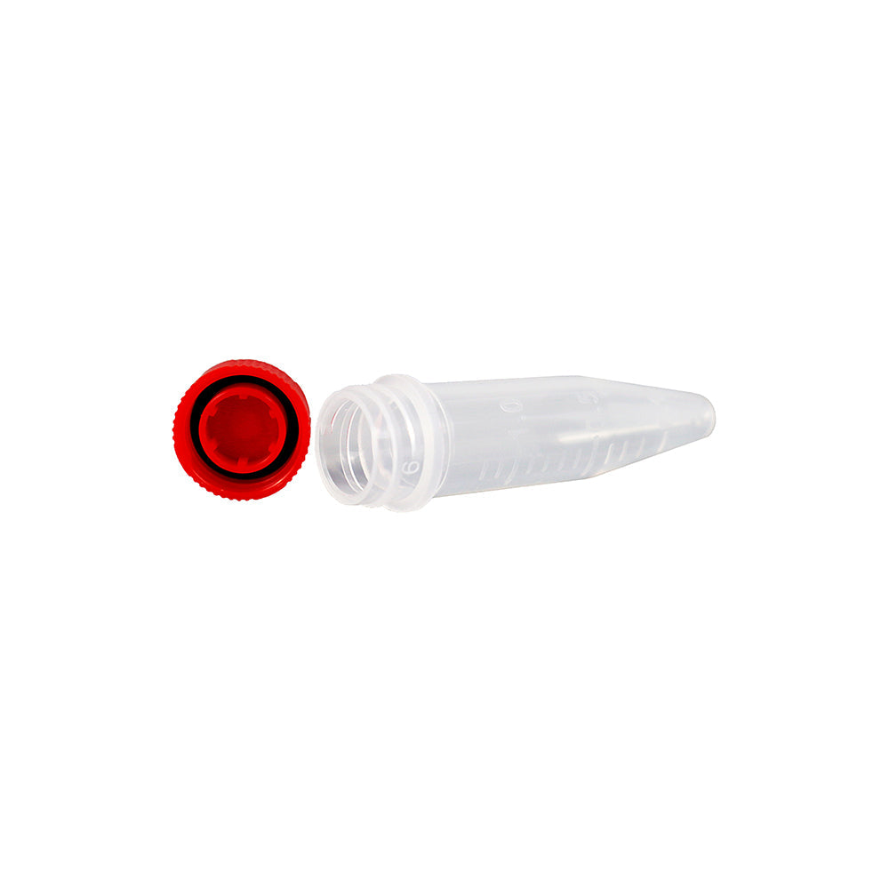 Freezing Vials, 1.5 mL, Conical, Red, Flat cap, bag packing way, Sterile, DNAse&RNAse free, Non-Pyrogenic, 5000piece(s)/case