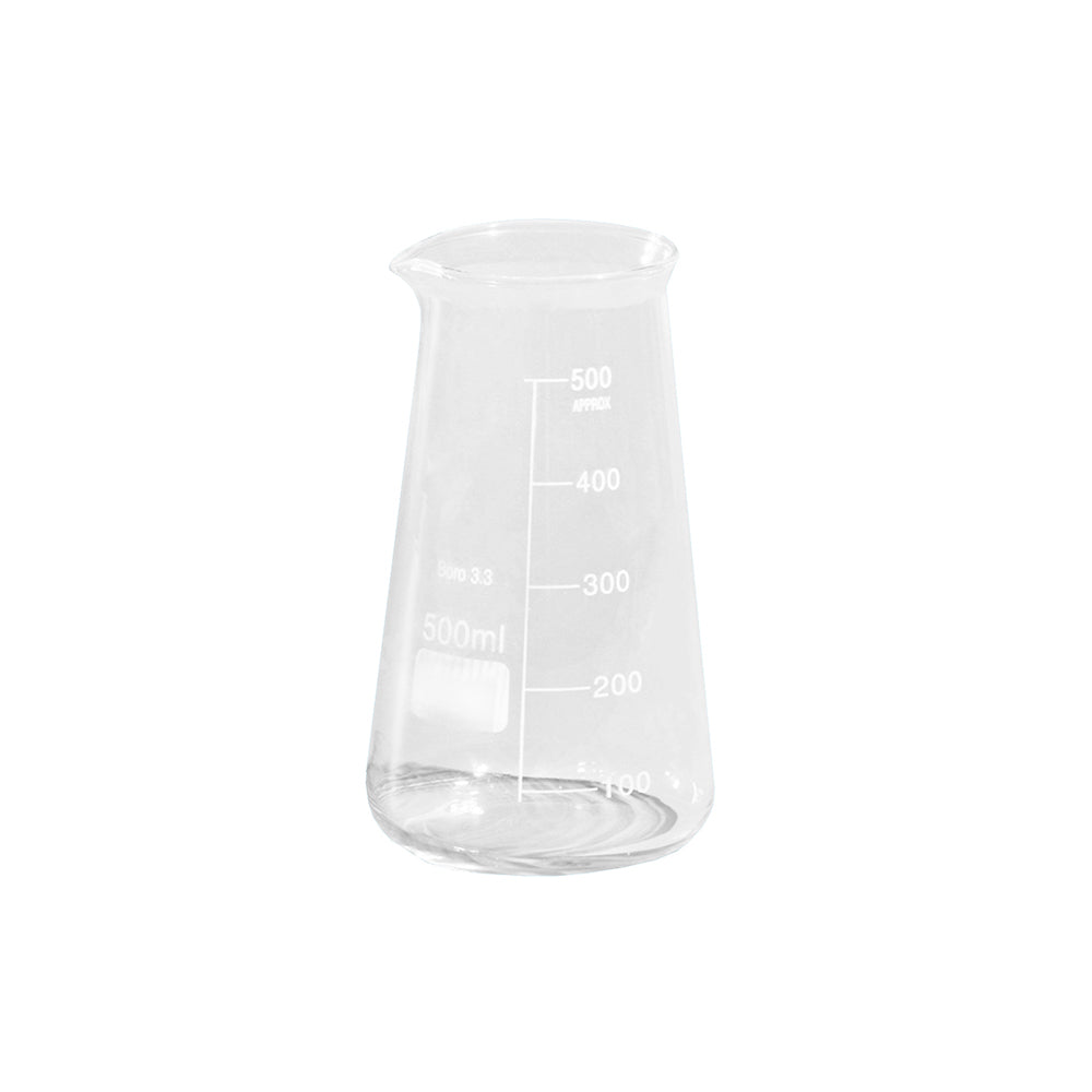 Beaker, Conical Shape with Spout, Borosilicate 3.3 Glass, 125mL, Top OD 34mm, Base OD 55mm, 110mm H, 120 pcs/case