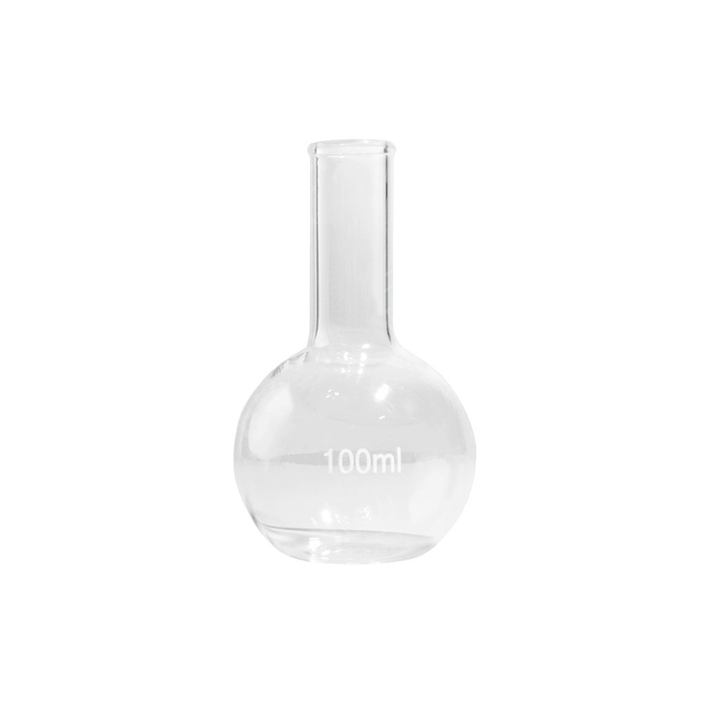 Boiling Flask, Flat Bottom, Borosilicate 3.3 Glass, 5mL, Neck OD 14mm, Bottle OD 27mm, 600 pcs/case