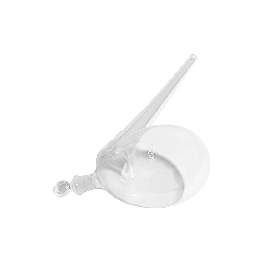 Glass Retort with Ground Stopper, Borosilicate 3.3 Glass, 125mL, Neck OD 70mm, 220mm H, 32 pcs/case