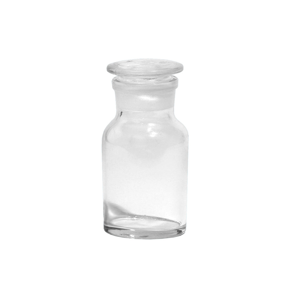 Reagent Bottle, Wide Mouth, Clear Glass, with Glass/Plastic Stopper, 30mL, ID 24mm, OD 40mm, H 65mm, 144 pcs/case