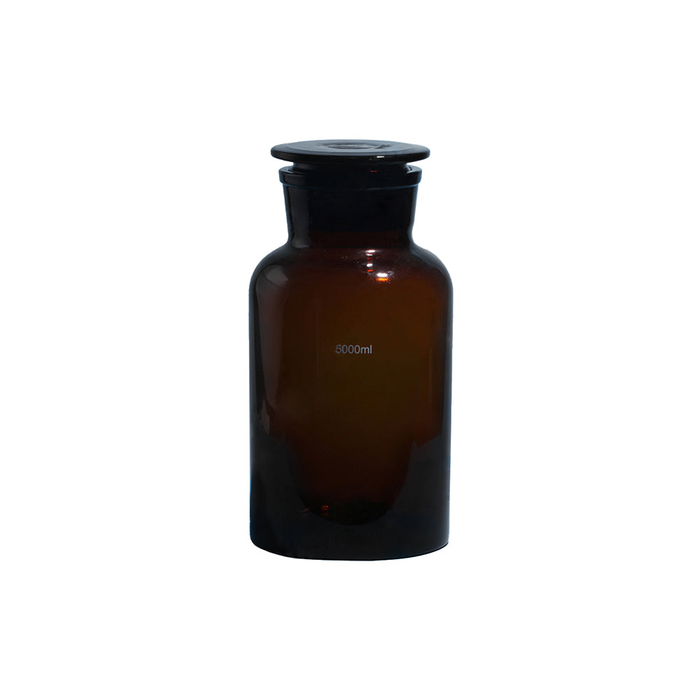 Reagent Bottle, Wide Mouth, Amber Glass, with Glass/Plastic Stopper, 30mL, ID 24mm, OD 40mm, H 65mm, 144 pcs/case