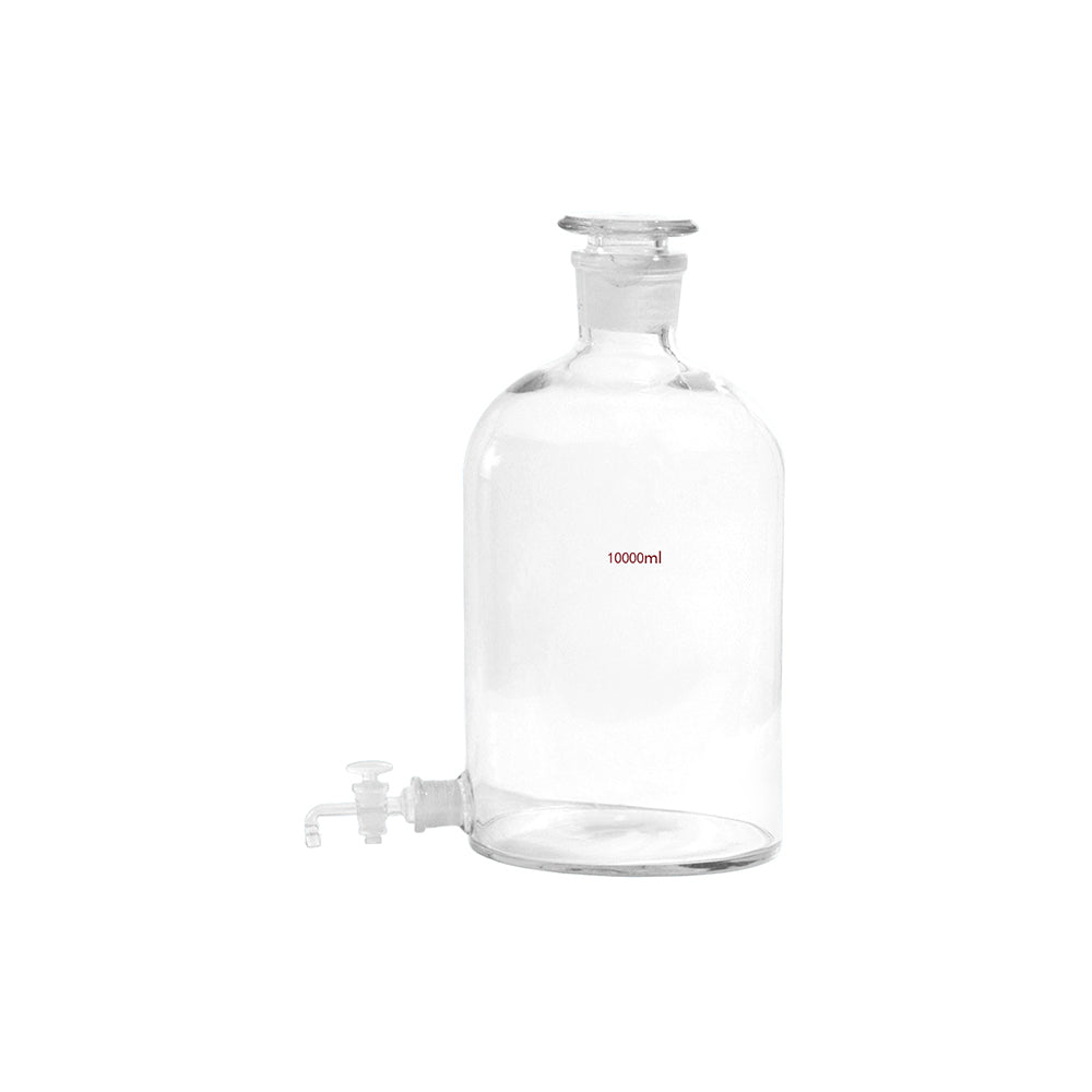 Aspirator Bottle, with Ground Stopper and Stopcock, 2500mL, Neck ID 43mm, OD 145mm, Lower Mouth OD 30mm, H 280mm, 6 pcs/case