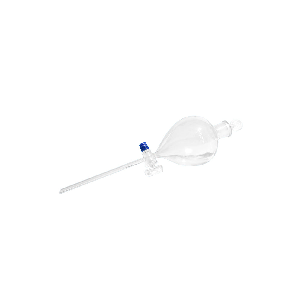 Separatory Funnel, Globe Shape, with Glass/Plastic Stopper and Glass Stopcock, 60mL, Bottom OD 9×160mm, Bottle OD 55mm, Ground Mouth 14/15mm, L 270mm, 60 pcs/case