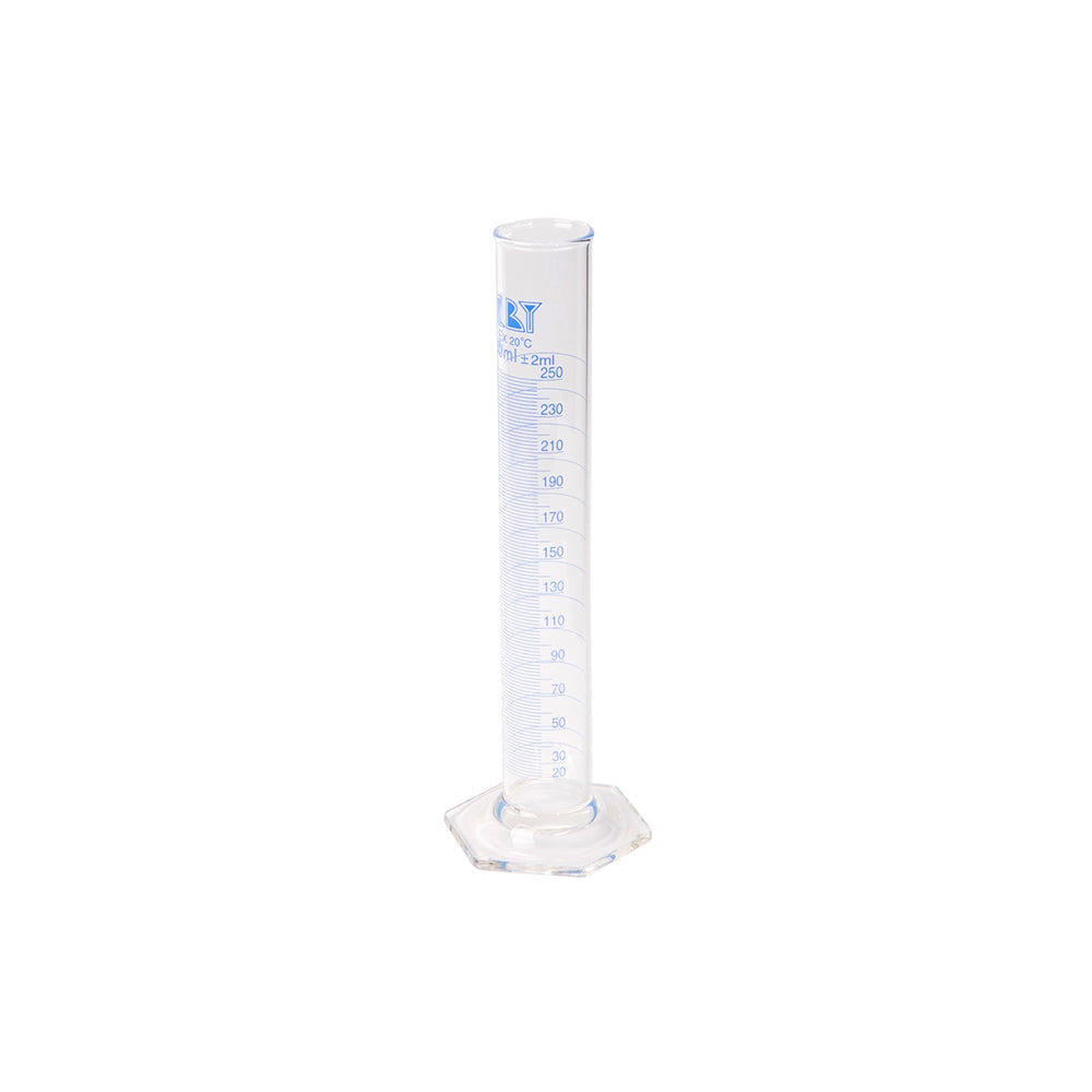 Cylinder, Graduated, Glass Hexagonal Base, Borosilicate 3.3 Glass, 5mL, 0.1mL Grad, Tol ±0.1mL, Bottle OD 13mm, H 110mm, 288 pcs/case