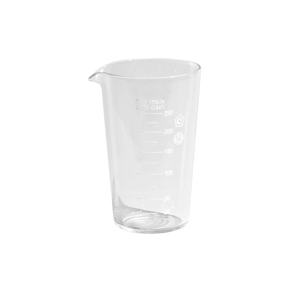 Measuring Cap, without Handle, Russian Type, with Spout, 50mL, 5.0mL Grad, Tol ±1.0mL, Mouth OD 47mm, Base OD 33mm, H 82mm, 144 pcs/case