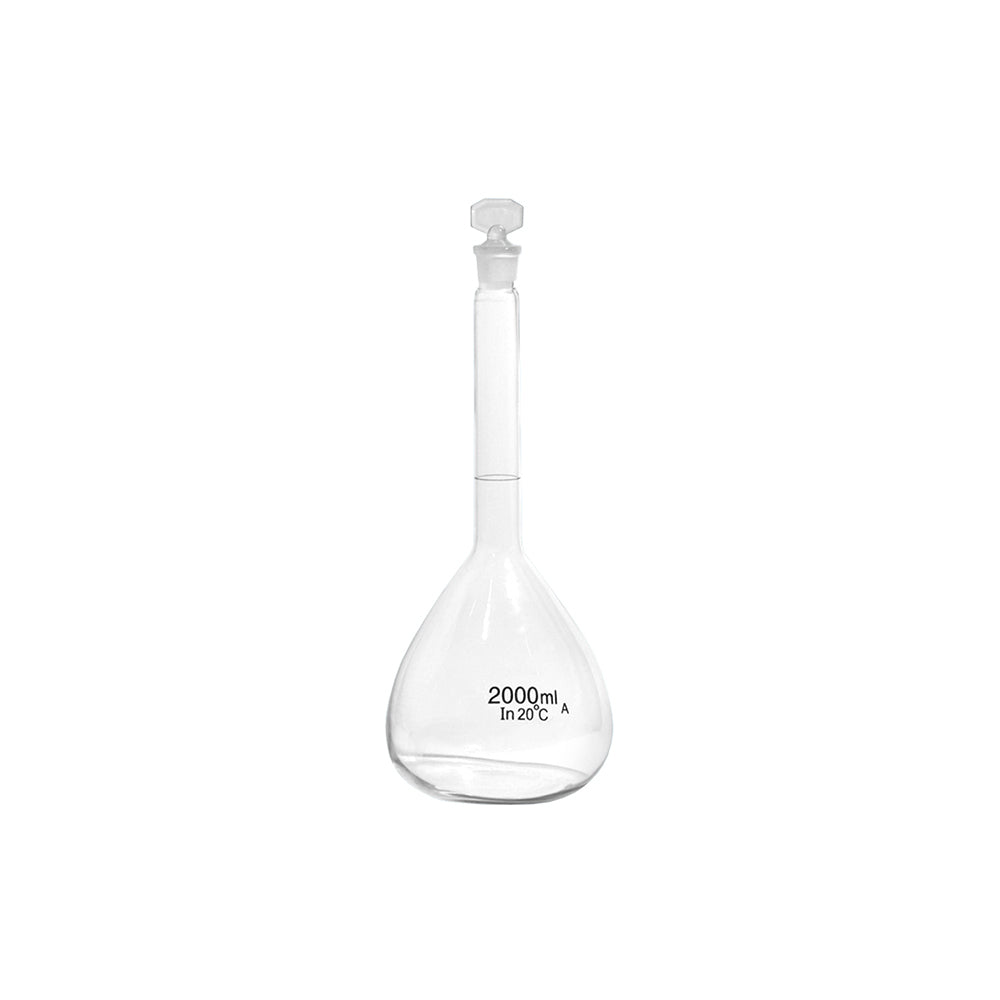 Volumetric Flask, Class A, Single Mark, with Glass/Plastic Stopper, Borosilicate 3.3/Neutral Glass, 5mL, Tol ±0.02mL, Neck OD 11mm, Ground Mouth 10/19mm, Bottle OD 23mm, H 75mm, 288 pcs/case