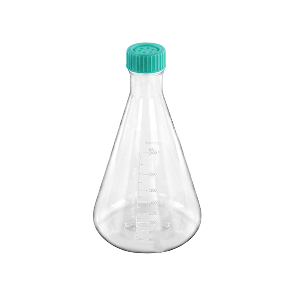 Large-capacity Erlenmeyer Flasks, 2000 mL, PC, Non-treated, Vent cap, Dnase/Rnase, Non-Pyrogenic, Sterile, 6piece(s)/case