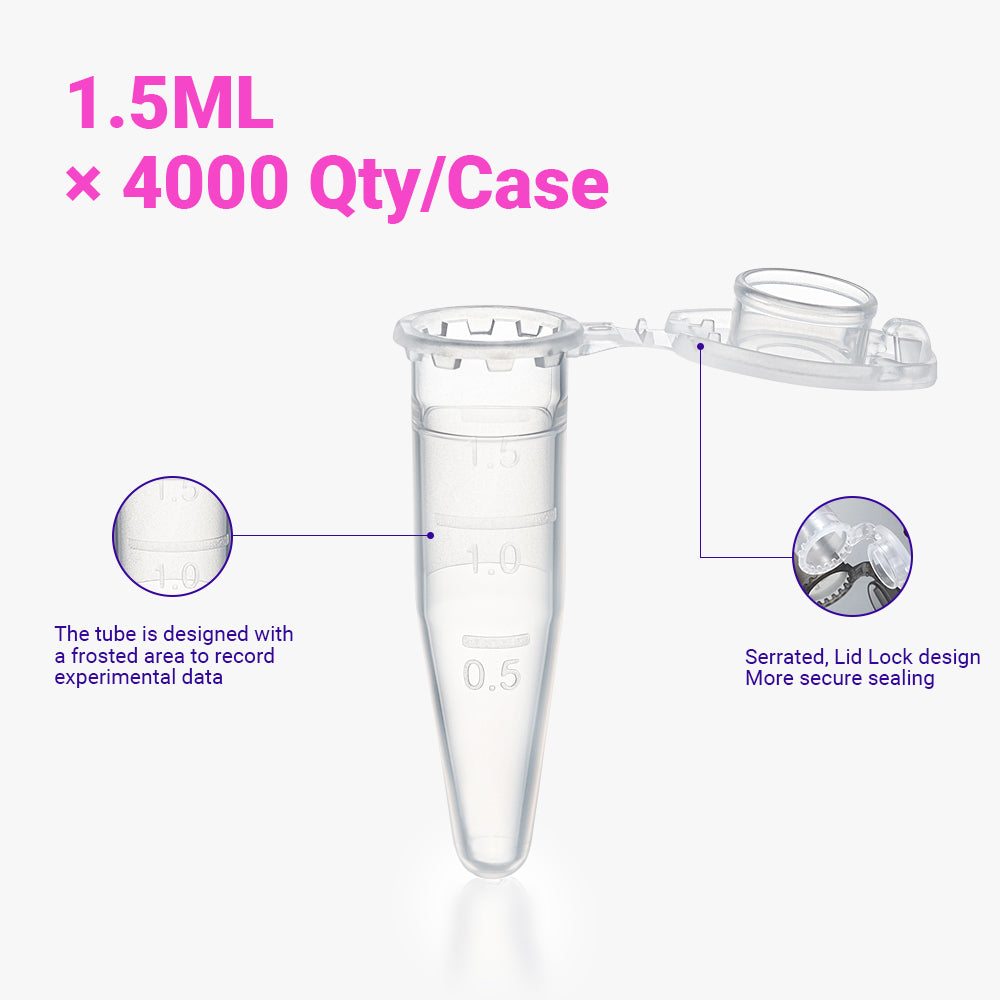 1,5 ml sterile Deckelverschluss-Mikrozentrifugenröhrchen, PP-Material, konischer Boden