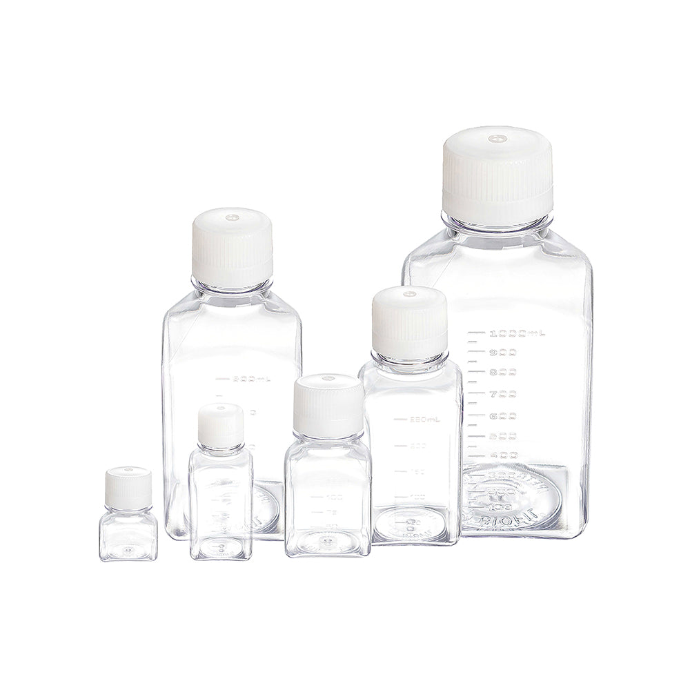 1000 ml sterile Medienflasche, TC-behandelt, Halsinnendurchmesser 28,6 mm, Außendurchmesser 92 mm (quadratisch)