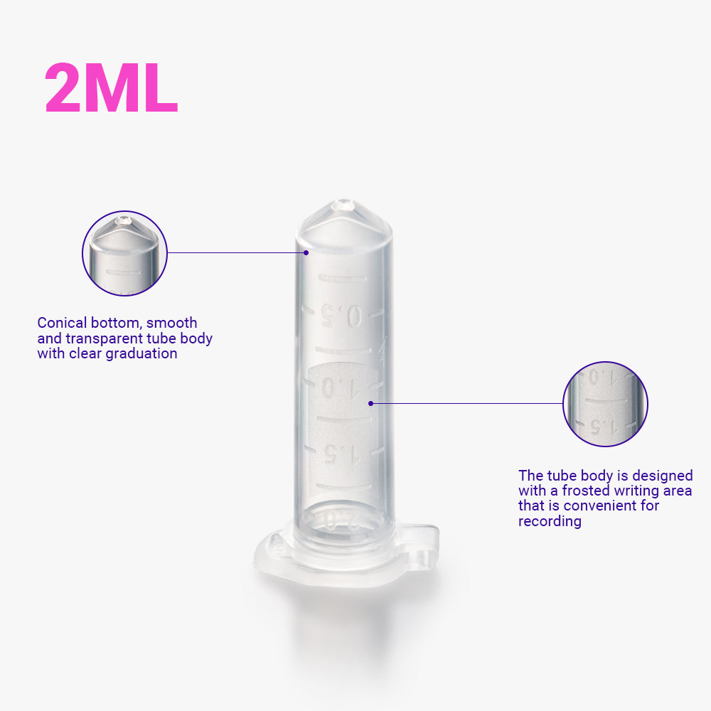 2,0 ml sterile Mikrozentrifugenröhrchen, PP-Material, konischer Boden