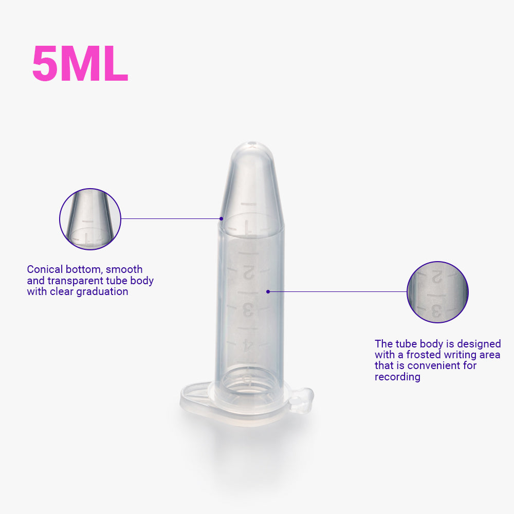 5 ml sterile Mikrozentrifugenröhrchen, PP-Material, konischer Boden