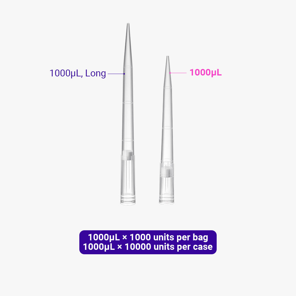 Pipetten-Mikrospitzen mit Filter, 100–1000 μl, natürliche Farbe, DNase/RNase-frei, steril, wiederverschließbarer Beutel