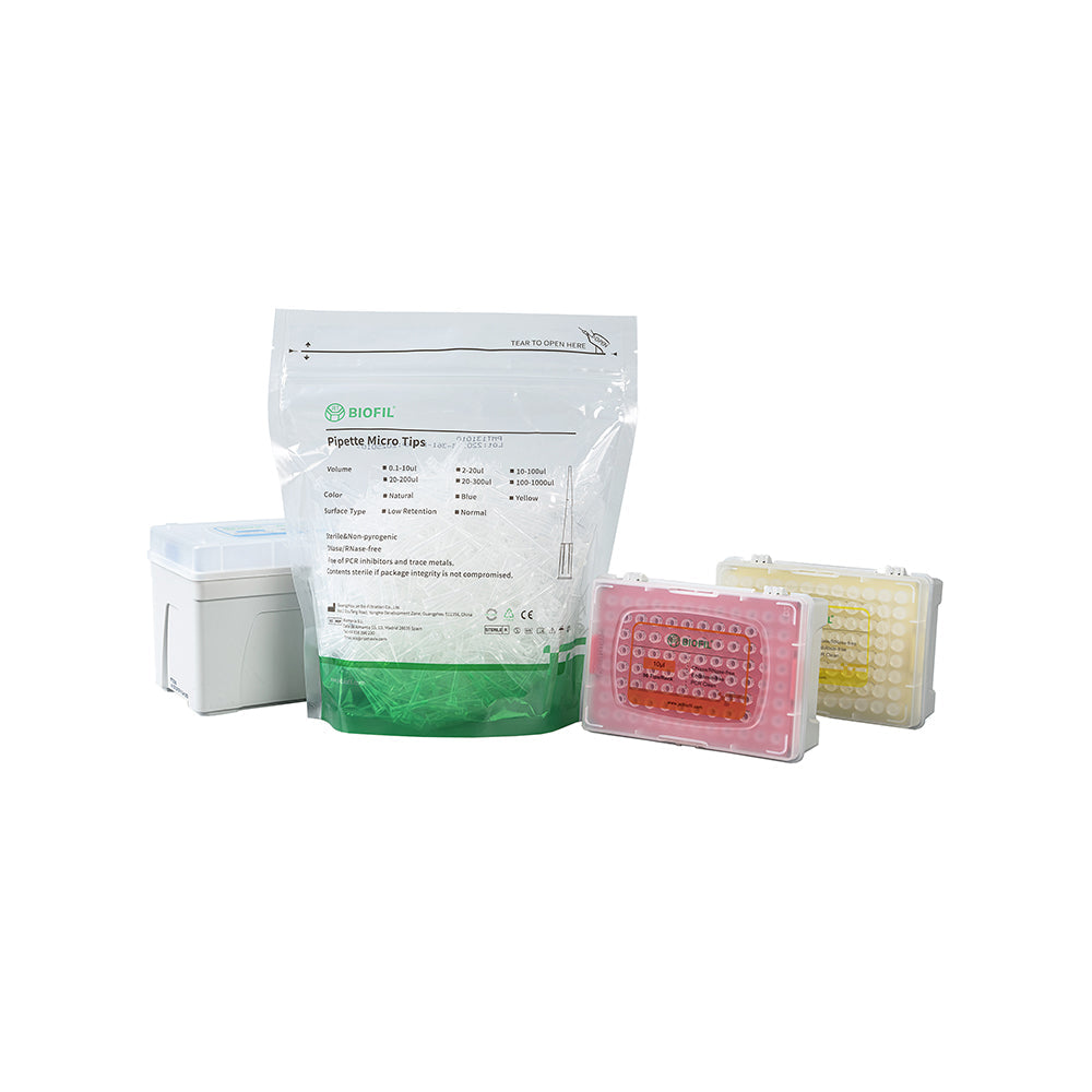 10-200 μl Natural Color Pipet Micro Tips, DNase/RNase-Free, Sterile, Re-sealable Bag