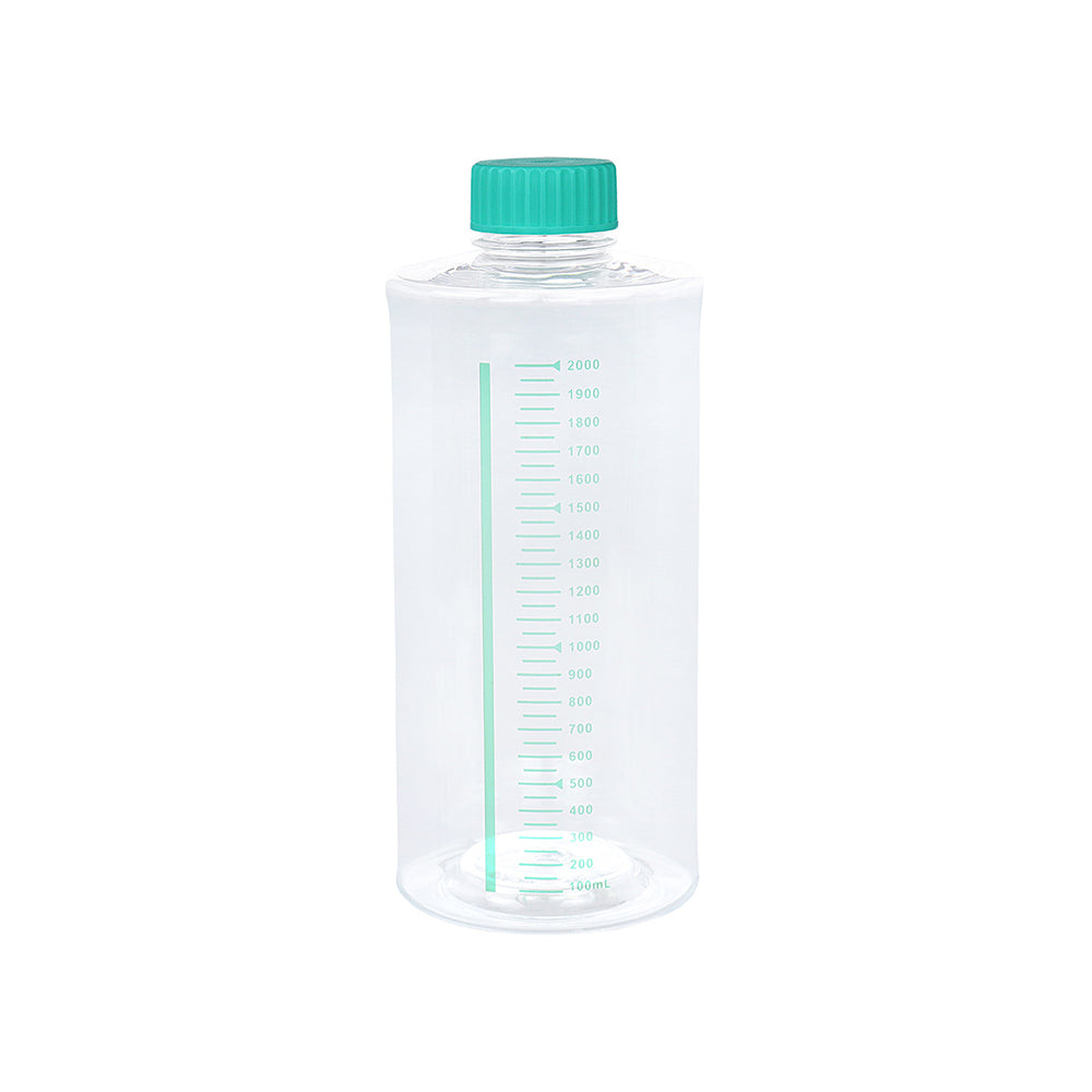 2000 ml sterile Rollerflaschen, Arbeitsvolumen 180–260 ml, Oberfläche 850 cm², TC-behandelt, Stopfenverschluss