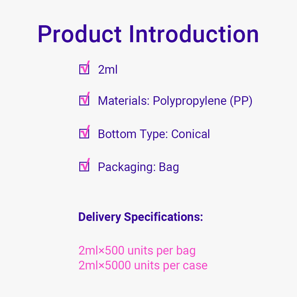 2,0 ml sterile Mikrozentrifugenröhrchen mit Schraubverschluss, PP-Material, konischer Boden