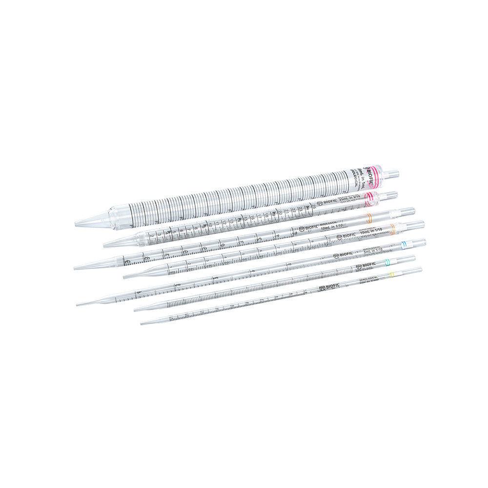 Serological Pipets, 10 mL, Wide mouth, Graduation 1/10 1 mL, Orange Color code, Sterile, 200piece(s)/case