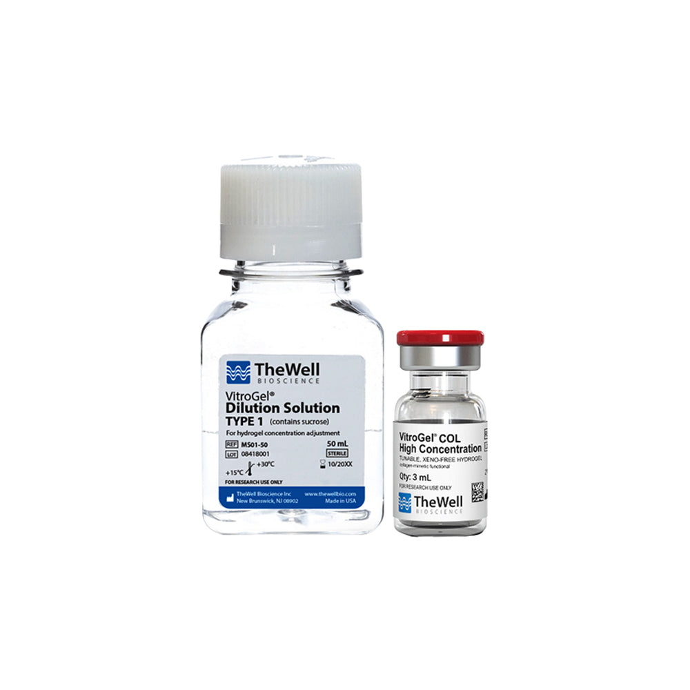 VitroGel® COL High Concentration Tunable Xeno-Free Hydrogel Kit with Sucrose-Containing Dilution Solution for Optimal Osmolarity, 3 mL