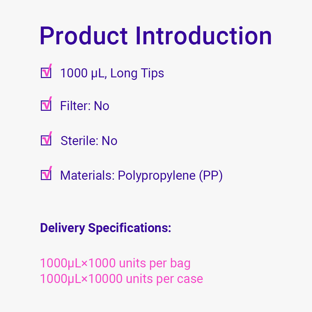 ZEROTIP® Super Low Retention Tips, lange Spitzen, 100–1000 µl, natürliche Farbe, DNase/RNase-frei, unsteril, wiederverwendbare versiegelte Beutelverpackung